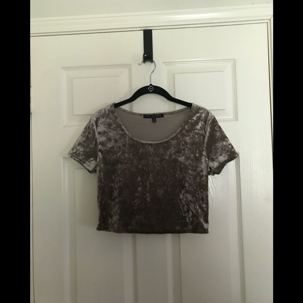 One Clothing velvet taupe crop top